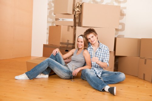 Careful packing and box labelling during a Ruislip house removal