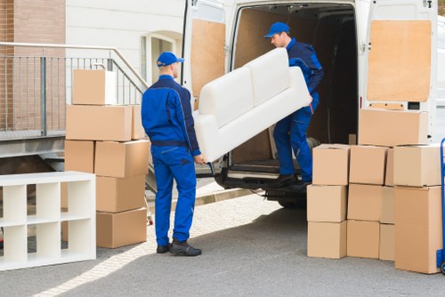 Loading furniture and boxes into a removal truck for a Ruislip move
