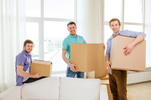 Packed furniture and boxes ready for urgent local removals
