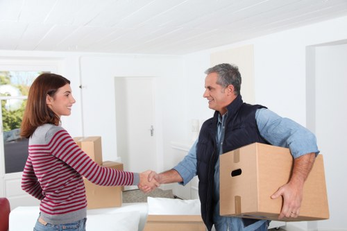 Household boxes and furniture prepared for removals in Ruislip