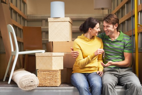 Packed household belongings ready for transport during a Ruislip move